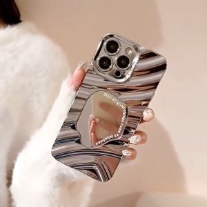 With Phone Chains Wave Mirror Case For Samsung A16 A35 A55 A15 A06 A05 A54 A12 A13 A14 A03 A04 A05S A52 A52S A53 A22 M22 M32 A23 A25 A31 A32 A33 A34 A50 A30S A50S A51 M40S M12 F12 Plating Shockproof Phone Cover