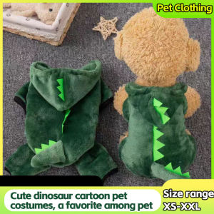 Funny Size XS-XXL Dinosaur Pet Costume with HoodWarm & Soft Coral Fleece Dog Clothes for Pet owners interest Cute Cosplay Coat
