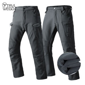 TRVLWEGO Mens Winter Fleece Lined Windproof Tactical Pants with 6 Large Pockets for Camping Hiking Adventure
