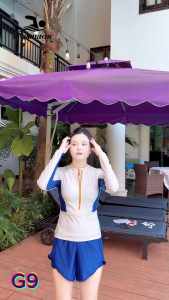 Bộ đồ bơi nữ tay dài quần đùi Swimbros G9 cao cấp che bụng chống nắng đi biển 2025