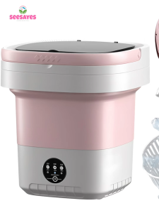 Portable Foldarable Washing Machine 3 smart Modes Mini Washer 12L/52L Capacity Blue Light & Detachable Basket