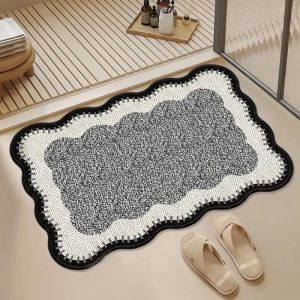 VIKAMA French Minimalist Bathroom Floor Mat Soft Absorbent Non Slip Washable Door Mat Bathroom Entrance Indoor Home Decor