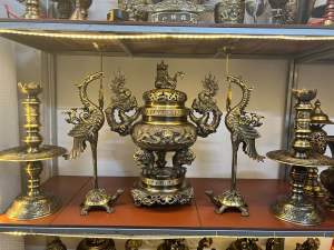 Bộ đỉnh thờ lư thờ bằng đồng cao 60cm Đồ thờ cúng bằng đồng