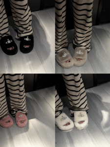 Citybaby ◆ 24S New Arrival Height Increasing Slippers Fashionable New Arrival Saturn Thick Bottom for Outdoors Black Fluffy Slippers