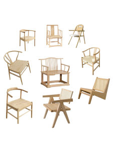 Ash Solid Wood Log Backrest Armrest Rattan Chair Modern Minimalist Living Room Dining Chair Household Leisure Desk Chair Main Chair