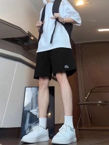 Black Quick Dry Nylon Shorts Men Summer Outdoor Basketball Running Fourths Straight Leg Casual Pants Wear Resistant Flat Front