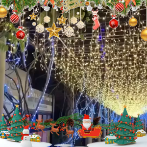 IQONICA 200L 7 Meters Solar Fairy Icicle Lights Outdoor Waterproof Christmas String Light Curtain Lights
