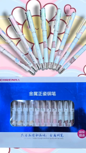 Bút máy học sinh vỏ ngoài hoạt hình ngòi chuẩn rèn chữ có đầu tẩy xóa được ngòi viết êm trơn cho bé bộ quà tặng
