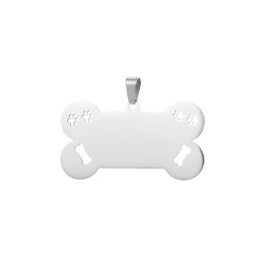 10Pcs Paw Stainless Steel Bone Keychain For DIY Blank Tag ID Dogs Custom Logo Pet Dog Tag Collar Accessories Key Charm