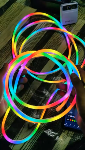Lampu Neon Flex RGB Running 5M 5V + Adaptor – Strip LED Dekorasi Smart App + Remote Bluetooth Wifi Wireless Kamar Aesthetic