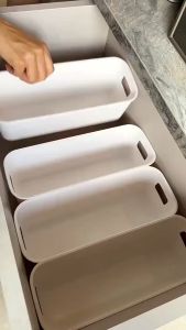 10ชิ้น กล่องเก็บของบนเดสก์ท็อปขนาดใหญ่พร้อมหูหิ้ว ตะกร้าใส่ของเบ็ดเตล็ด กล่องเก็บเครื่องเขียน เครื่องสำอาง กล่องเก็บชุดชั้นใน ถุงเท้า จัดระเบียบหอพักสำนักงาน