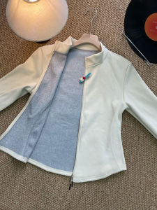SUHUIQIAN | Slim Fit Short Style Petite Ladies Stand Collar Jacket