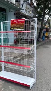 Kệ siêu thị Kệ rổ mỳ (1 mặt) Cao 1m8 x dài 1m2 x 4 rổ mỳ siêu thị đa năng...