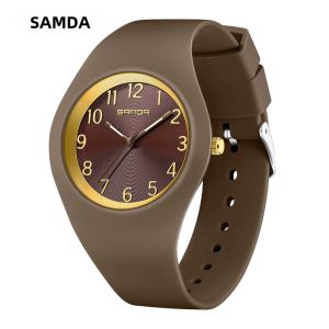 SANDA 2025 Đồng Hồ Thạch Anh Thời Trang Thông Thường Dành Cho Nữ Dây Đeo Silicon Màu Trắng Chống Nước Dạ Quang Chống Sốc Thương Hiệu Cao Cấp Reloj