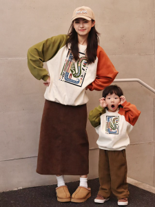 Family Matching Snakes Year New Year Clothes Three to Four Members Cotton Sweatshirts Childrens Casual Wear Spring Autumn Winter