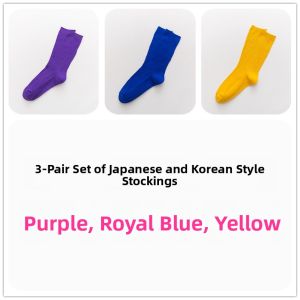 Womens Mid-Calf Purple Socks Long Tube Thin Korean Version Autumn Winter Cotton Blend Moisture Wicking Home Comfort Stockings