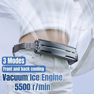 New Ice Belt Fan Smart Portable Hanging Waist Fan 5000mAh Wearable Personal Fan Adjustable Outdoor Sports Cooling Small Fan