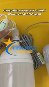 [TRỌN BỘ SẢN PHẨM] Bóng Đèn LED 50W 60W 65W & Và Đui Đèn Liền Dây Có Công Tắc 3m/5m