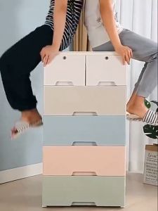 Drawer Cabinet With Wheels for Household Wardrobe Clothes Multifunctional 3/4/5/6/7 layers Thickened Durabox Organizer Kitchen Multi-Layer Storage Cabinet Baby Clothes Toy Storage Box Space-Saving
