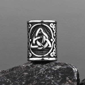 6Pcs/Set Stainless Steel Viking Rune Beads 6mm 8mm Large Hole Hair Beard Bracelet Small Jewelry Making Accessories Gift