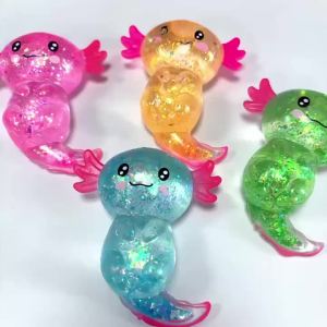 Glitter Salamander Maltose Fidgets Toys Squishy Malt Sugar Stretchy Axolotl Fun Squeeze Birthday Supplies Anti-Anxiety Gifts