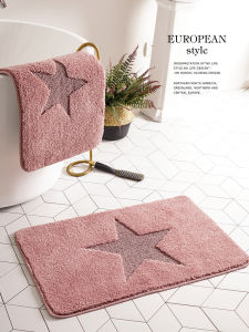 Bathroom Entrance Small Carpet Absorbent Non-Slip Door Mat Home Use Bathroom Mat Nordic Style Machine Washable Geometric Pattern