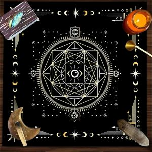 VIKAMA Trắng Bánh Xe Chiêm Tinh Học Tarot Khăn Trải Bàn Ngôi Sao Hoàng Đạo Huyền Bí Huyền Bí Chống Trơn Trượt Bàn Thờ Bói Toán Thảm Hiện Đại Trang Trí Nhà Bàn Vải