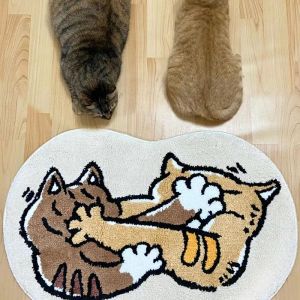VIKAMA Cute Pet Cat Carpet Scandinavian Style Living Room Bedroom Universal Non-Slip Short Plush Cat Slave Ins Style Decoration