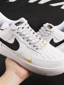 เชือกผูกรองเท้า Air Force 1 AF1 สำหรับผู้ชายและผู้หญิง ลายดอกน้ำมันถั่วเหลือง ลายสก็อต สายรัดหัวเข็มขัดสีทอง