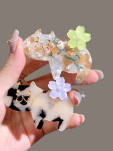 กิ๊บติดผมทรงแมวสไตล์เกาหลี ทรงเรียบง่าย สไตล์หวานๆ กิ๊บติดผมด้านข้าง ประดับผมสำหรับวันหยุด เครื่องประดับผมสุดเก๋