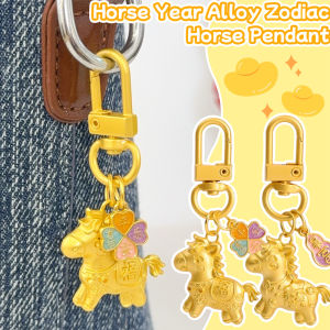 2 cái phim hoạt hình vàng con giáp ngựa Keychain sự giàu có Pony móc khóa túi Trung Quốc 2026 năm mới treo deocoration Quà Tặng