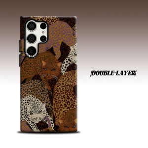 Vintage Leopard Print For Samsung Galaxy S26 S25 S24 A56 A36 Dual Layer Luxury Fashion Full Lens Protective Case