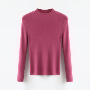 ROCO2025 Autumn Fashionable Half High Collar Super Fine Wool Blend Knitted Long Sleeve Pullover Top Womens Retro Style Knitwear