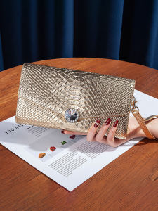 MEIFEI | Glittering Diamond Party Handbag Large Capacity Leather Crocodile Pattern