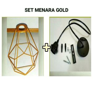 Lampu hias gantung caffe Diamond set dan full set warna gold emas murah