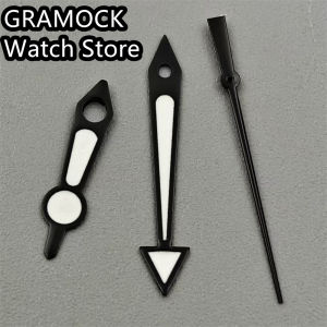 GRAMOCK Watch Hands Silver Black Hands Green Luminous Fit NH35 NH36 Movement