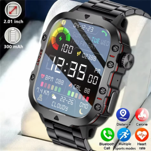 Outdoor Sports Smart Watch 2.01 inch HD Screen LED Flashlight Bluetooth Talking Smart Watch for Men Women Holiday Gifts
