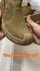 {Mũi Thép Đế Thép} Giày Bảo Hộ Không Dây MS097 Chống Đinh Chống Dập Ngón Chống Trơn Trượt Bằng Da Bò Lộn Giày Công Trình- TẶNG KÈM LÓT GIÀY