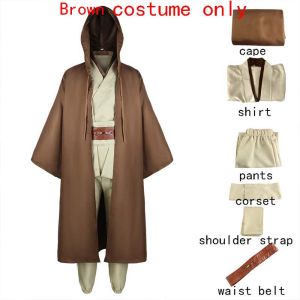 Obi Wan Kenobi Cosplay Adult Men Hooded Robe Jedi Knight Outfits Laku Tunic Costume Halloween Robe Hooded Uniform Full Set