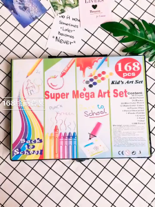 Art Drawing Crayon Set 168 Pcs / Krayon Mewarnai Anak 168pcs / Pensil Warna Set 168pcs Mewarnai dan Melukis Lengkap dengan Cat Air Alat Mewarnai Anak Anak / Alat Tulis Gambar Tulis & Melukis
