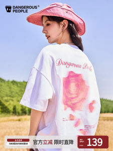 Blurred Rose Print Fashion Casual Comfortable Short Sleeve Tee