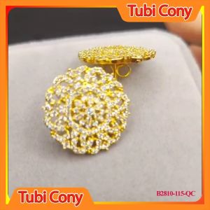 Bông Tai Nữ Mạ Vàng B2810-115-QC Tubi Cony Kiểu Tròn Hoa Văn