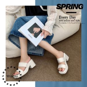 LHSunday พร้อมส่ง รองเท้าส้นสูงแฟชั่นสตรี วัสดุทำจากยางอย่างดี ทนทานงานสวยหรูแพงใส่ไปไหน ก็รอดนะสาว ต้องซื้อกันแย้ววว