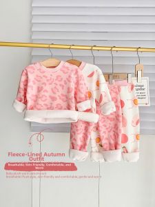cat and  fish | Thick Warm Baby Girls Fleece Underwear Set