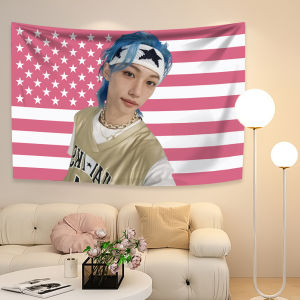สมาชิกกลุ่มKpop Boy Felixs Tapestry American Flagพื้นหลังไอดอลเกาหลีตกแต่งบ้านแขวนผนังครอบคลุมคอนเสิร์ตแบนเนอร์
