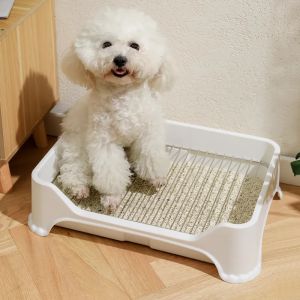 Dog Potty Tray Toilet Doggy Bathroom Dog Litter Box Indoor Pee Pad Holder Puppy Pee Mesh Potty Training Tray Dog Potty Pan for Small Medium Puppies