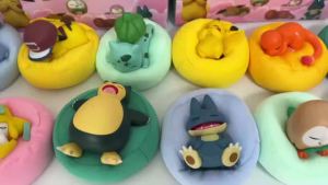 Bandai | 12Pcs/Set Pokemon Pikachu Bulbasaur Anime Figures Toys Sleep Starry Dream Series Action Figure Cartoon Car Mounted Birthday Gift