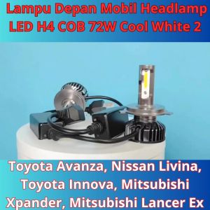 COD INOMOTIV Lampu Depan Mobil Led Super Terang Jarak jauh Anti Kabut H4 COB 72W Cool White 2 PCS
