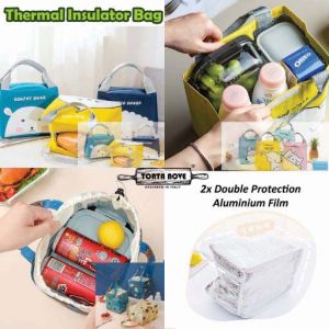 TAS BEKAL MAKAN ANAK LUNCH BAG TAS KOTAK MAKAN MOTIF KARTUN THERMAL INSULATION KANTUNG MAKANAN