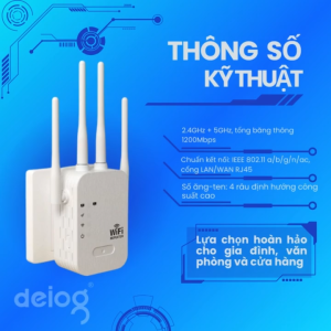 Bộ phát WiFi 4 râu 1200Mbps tín hiệu mạnh xuyên tường tốt tốc độ cao ổn định cho mọi thiết bị